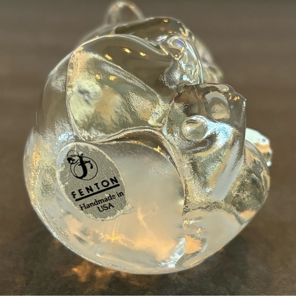 Fenton  Bear Clear With Ruby Red Heart Figure Paperweight July Birthday Bear - Picture 6 of 9